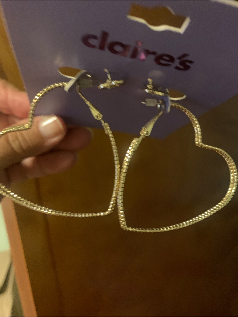 NWT Claire's Gold-Tone Heart Hoop Earrings
